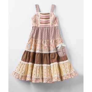 Matilda Jane Girls Arabella Rainbow Print Dress w Crochet Bodice Size 6 New